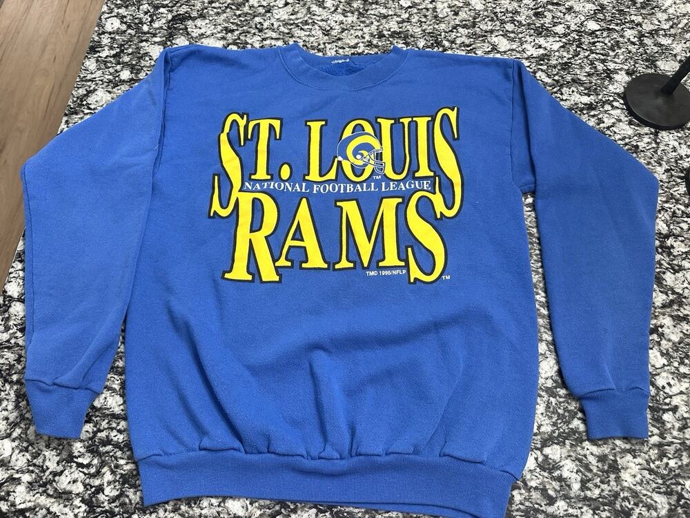 Vintage Rare St Louis Rams Sweater Blue 90s Sweatshirt USA Logo 7 25x20 Large?